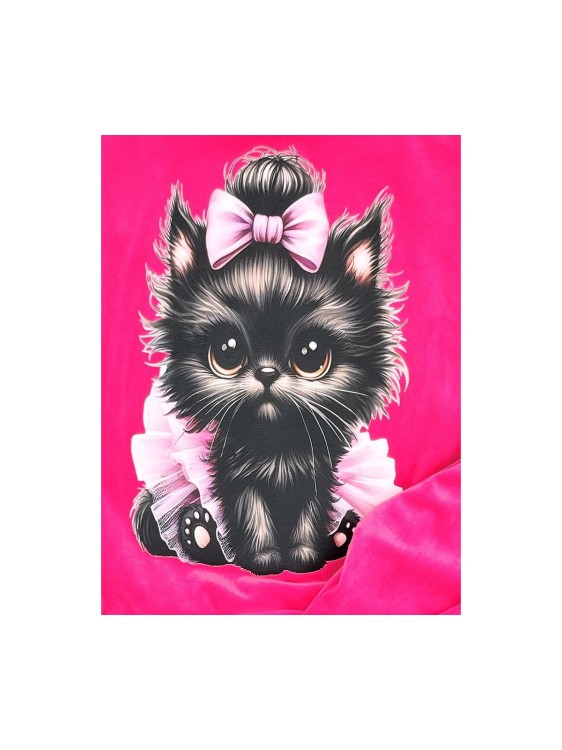 Dres dziewczęcy welurowy dwuczęściowy Lambda kot