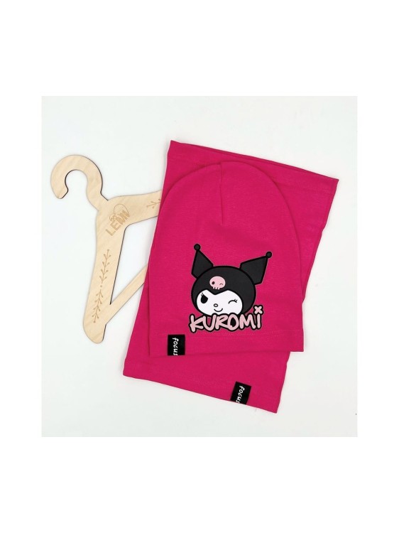 Komplet czapka plus komin dla dziewczynki wiosenny KUROMI 4-14 lat Focus
