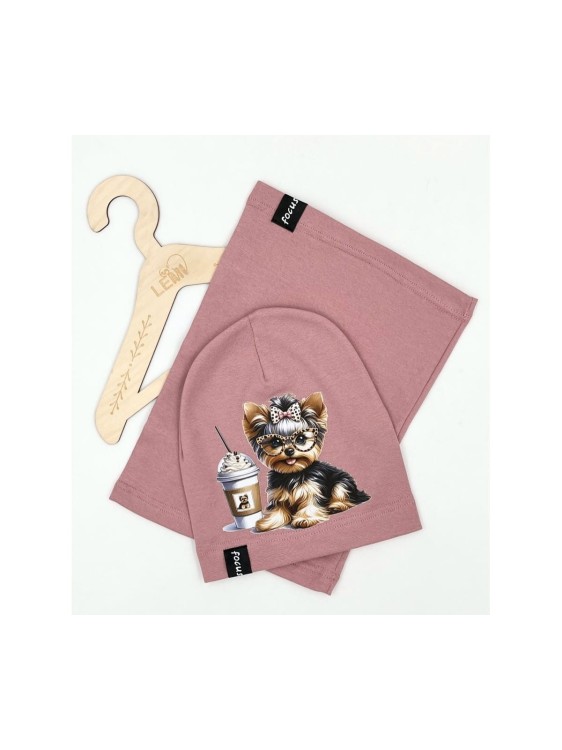 Komplet czapka plus komin dla dziewczynki wiosna polski PIES 4-14 lat