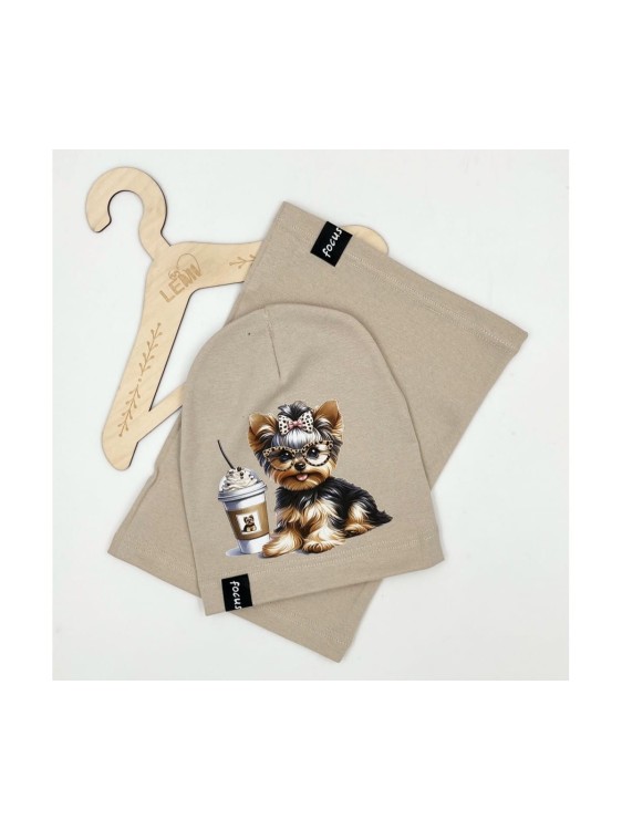 Komplet czapka plus komin dla dziewczynki wiosna polski PIES 4-14 lat