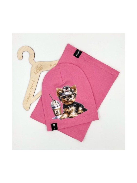 Komplet czapka plus komin dla dziewczynki wiosna polski PIES 4-14 lat