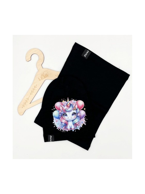 Komplet dziewczęcy czapka plus komin bawełna polskie Jednorożec 3-7 lat